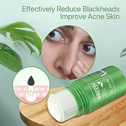 Green Tea Mask Stick for Face, Blackhead Remover Green Tea Purifying Clay Stick Mask, Mascarilla facial de limpieza profunda con control de aceite, control de aceite anti-acné y poros limpios para