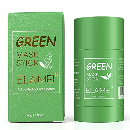 Green Tea Mask Stick for Face, Blackhead Remover Green Tea Purifying Clay Stick Mask, Mascarilla facial de limpieza profunda con control de aceite, control de aceite anti-acné y poros limpios para