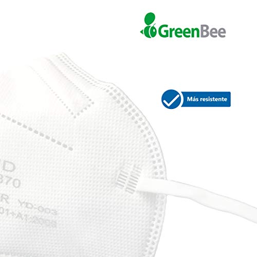 GreenBee Mascarillas FFP3 Homologadas - Mascarillas Higienicas Filtrantes de Partículas - Mascarilla Blanco de 5 Capas sin Válvula Contra el Polvo y Partículas de Calidad BFE≥98 - 25 Unidades