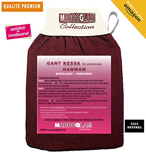 Guantes exfoliantes para cuerpo SPA Hamam, guantes de exfoliación KESSA para cuerpo y cara purificante con jabón negro by Maroc Glam