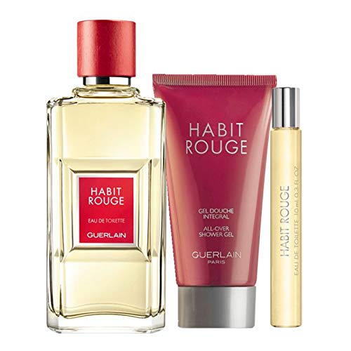 Guerlain habit rouge eau toilette 100ml + gel de ducha 75ml + eau toilette 10ml