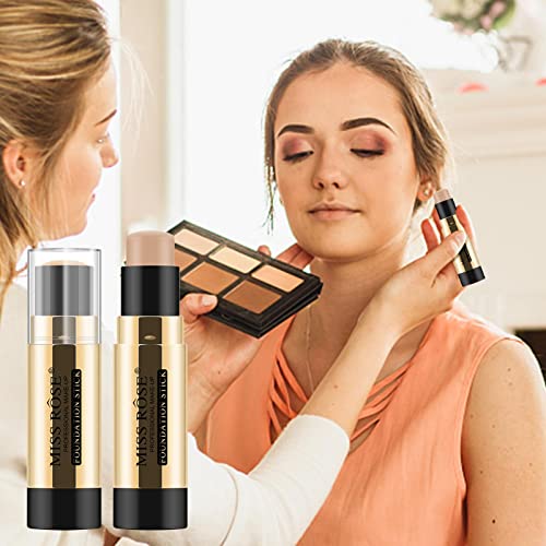 Gujugm Base de Maquillaje en Barra correctora, Corrector Facial con contornos de Cobertura Completa, Base en Crema, Primer humectante, Ocultar imperfecciones, Lápiz reparador blanqueador, 6 Colores