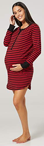 HAPPY MAMA. Para Mujer Camisón de Rayas Premamá de Embarazo y Lactancia. 589p (Black & Red, 38-40, M)