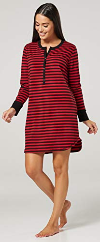 HAPPY MAMA. Para Mujer Camisón de Rayas Premamá de Embarazo y Lactancia. 589p (Black & Red, 38-40, M)