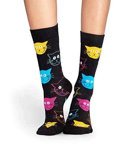 Happy Socks Cat Sock Calcetines, Multicolor (Multicolour 900), 4/7 (Talla del Fabricante: 36-40) (Pack de 6) para Mujer