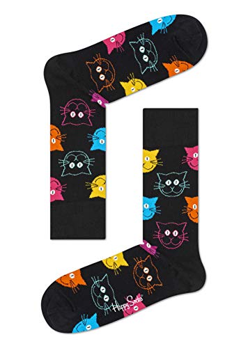 Happy Socks Cat Sock Calcetines, Multicolor (Multicolour 900), 4/7 (Talla del Fabricante: 36-40) (Pack de 6) para Mujer