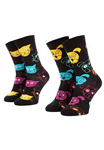 Happy Socks Cat Vs Dog Gift Box, Calcetines para Mujer, Multicolor (Multicolor 930), 37/40 (Tamaño del fabricante: 36/40)