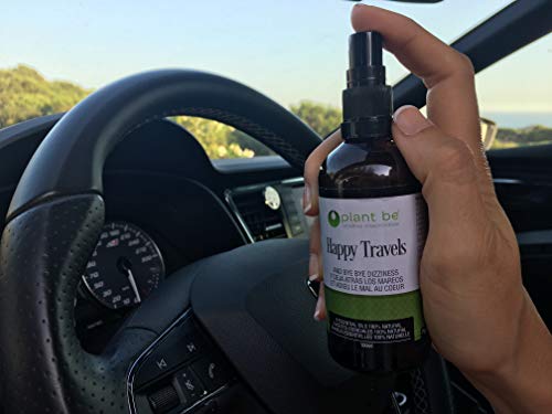 Happy Travels, primer espray Ambientador Antimareo Coche con 8 Aceites Esenciales 100% natural para evitar mareos de toda la familia, con un Perfume Fresco para Disfrutar de todos tus Viajes.