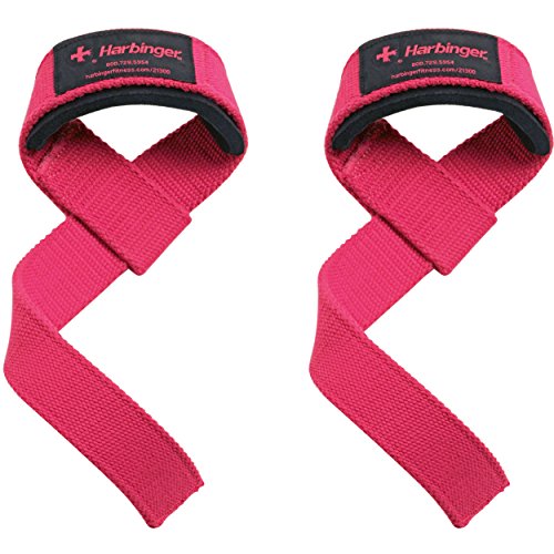 Harbinger Womens Padded Cotton Lifting Straps Pink, Mujer, Rosa-Rosa