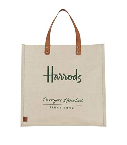 Harrods - Bolsa de la compra de yute bordado, color marrón