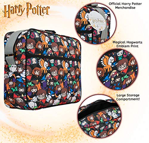 Harry Potter Mochila Bandolera para Colegio Viajes, Bolsa de Mensajero Estampado Chibi, Articulos de Harry Potter Oficiales, Regalos para Niños y Adolescentes