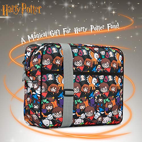 Harry Potter Mochila Bandolera para Colegio Viajes, Bolsa de Mensajero Estampado Chibi, Articulos de Harry Potter Oficiales, Regalos para Niños y Adolescentes