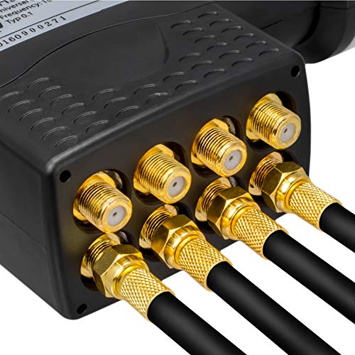 HB-DIGITAL Cable de antena coaxial satelital de cobre puro de 135dB Uhd 4K incluido (conector F 10X chapado en oro) 100m + Decapantes Negro