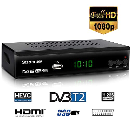 hd-line Strom 506 M DVBT-2 - Receptor Digital DVBT/T2 Compatible con Home Cinema – (HDMI 2.0, euroconector, USB 2.0, Full HD 1080P), HEVC/H.265 – H.264 / MPEG2 – MPEG4, instalación automática, Negro