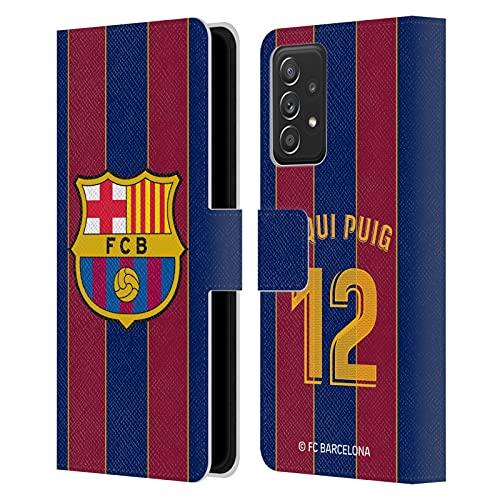 Head Case Designs Licenciado Oficialmente FC Barcelona Riqui Puig 2020/21 Players Home Kit Group 2 Carcasa de Cuero Tipo Libro Compatible con Galaxy A52 / A52s / 5G (2021)