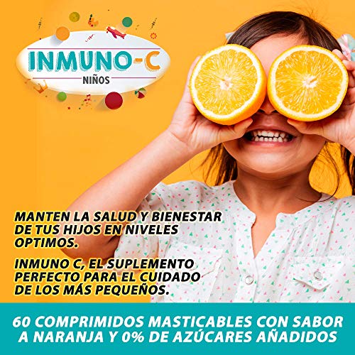 Healthy Fusion Vitamina C Pura para Niños, Mantiene las Defensas Fuertes, Cuida el Sistema Inmunológico y Protege la Piel, Deliciosos Comprimidos Masticables Blanco, Sabor a Naranja, 60 Unidades