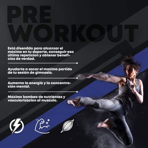 HealthyFusion by Fersa Potente Pre-Entreno Puro con Beta Alanina, L-Arginina AAKG, Creatina, Cafeína, Taurina, Mejora el rendimiento físico, Favorece el crecimiento muscular, 300g