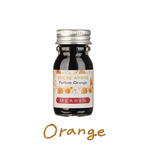 Herbin 13756T - Flacon d'encre parfumée ''Les subtiles'' pour stylo-plumes et stylos roller 10 ml, encre Ambre et parfum Orange. Fabriqué en France