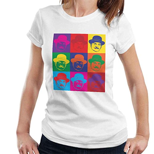 Hercule Poirot Andy Warhol - Camiseta para mujer, Blanco, M