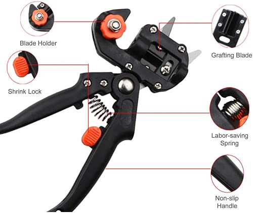 Herramientas de injerto,herramientas de injerto Kit de podadora de injerto de árboles frutales Kit de herramientas de corte de tijeras 2en1 Kit de herramientas con 3 cintas de cuchillas reemplazables