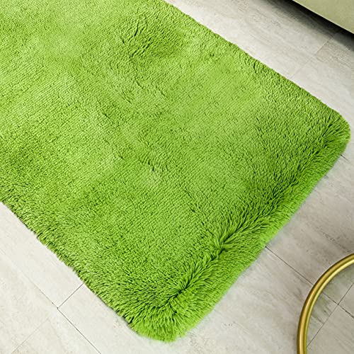 HETOOSHI alfombras mullidas de Interior súper Suaves y mullidas de Terciopelo Linda Alfombra de Dormitorio mullidaAdecuado para salón Dormitorio baño sofá Silla cojín（Verde 80 x 120 cm）