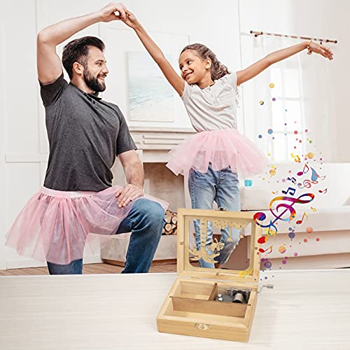 Heveer Caja de Música de Manivela de Madera Caja Musical Caja de Maquillaje Joyería Tallada a Mano del Tema Retro Mejor Regalo para Niños Niñas, Patrón de Mono