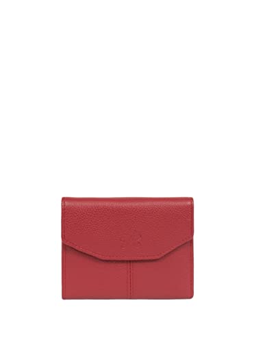 Hexagona Paris - Cartera de piel de vaca granulada para mujer, de París, rojo oscuro, talla única, Clásico