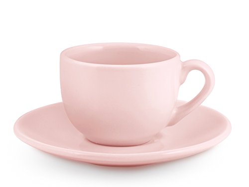 H&h set 6 tazze caffe con piattino ceramica eloise rosa cc10