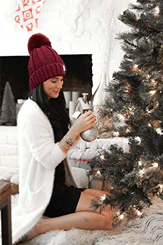 HIDARLING Gorro de invierno y bufanda circular para mujer, gorro de punto cálido con pompón de piel sintética y forro polar, sombreros de deportes al aire libre