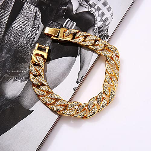 Hip Hop Hair Stylist Discoteca Rock Street Dance Hip Hop Full Rhinestone Pulsera De Aleación Para Hombre Joyería