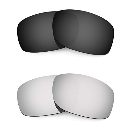 HKUCO Plus Mens Replacement Lenses For Oakley Fives Squared Black/Titanium Sunglasses