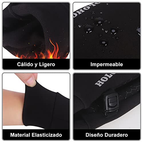 HoloHolo Guantes de Ciclismo Invierno,Impermeables,Pantalla Táctil a Prueba de Viento Guantes para Correr, Conducir, Ciclismo, Escalar,Hombres y Mujeres