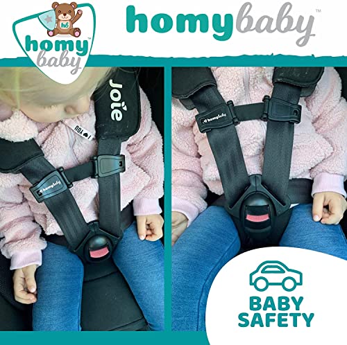 HOMYBABY® Seguridad Bebes - Hebilla para Cinturon de Seguridad ORIGINAL - Evita que el Niño Saque los Brazos del Arnés - Protector Arnes Bebe para Silla de Coche - Cierre Seguridad Bebe (STANDARD X2)