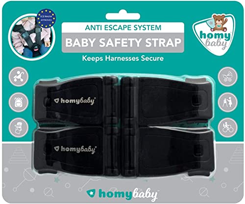 HOMYBABY® Seguridad Bebes - Hebilla para Cinturon de Seguridad ORIGINAL - Evita que el Niño Saque los Brazos del Arnés - Protector Arnes Bebe para Silla de Coche - Cierre Seguridad Bebe (STANDARD X2)