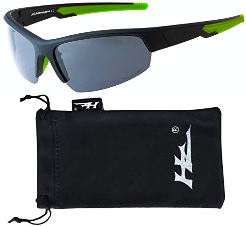 Hornz HZ Serie Ascendancy - Gafas de Sol Polarizadas Premium Marco negro mate con neón Verde – Lente de humo oscuro