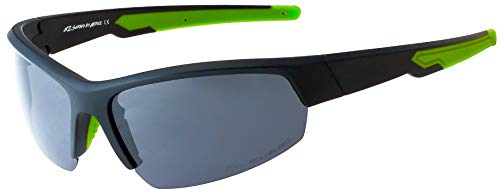 Hornz HZ Serie Ascendancy - Gafas de Sol Polarizadas Premium Marco negro mate con neón Verde – Lente de humo oscuro