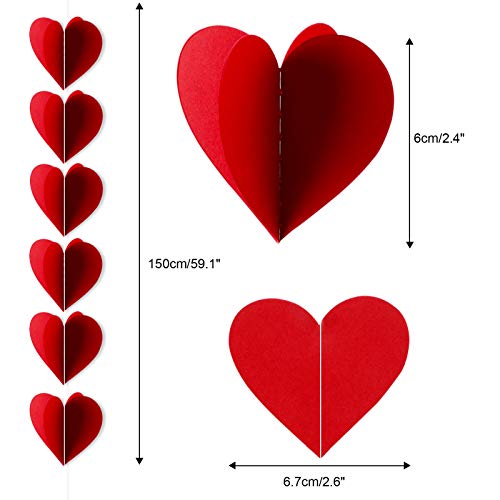 HOWAF Decoración de San Vatentín, Guirnalda de 3D Corazón Roja, Pancarta de corazón para San Valentín, Compromiso, Aniversario y Fiesta de Cumpleaños Boda Fondo De Foto