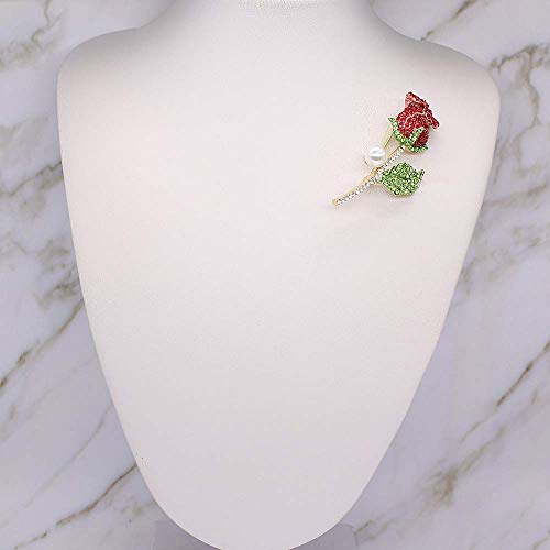 HSQYJ Broche de flor de cristal creado, broche de diamantes de imitación de rosas para mujer, niña, accesorio de ropa de moda, regalo