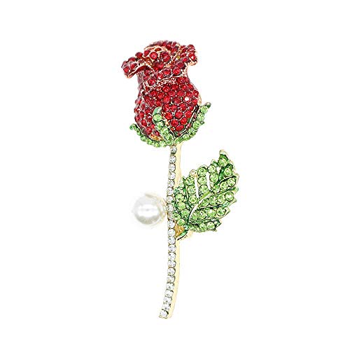 HSQYJ Broche de flor de cristal creado, broche de diamantes de imitación de rosas para mujer, niña, accesorio de ropa de moda, regalo