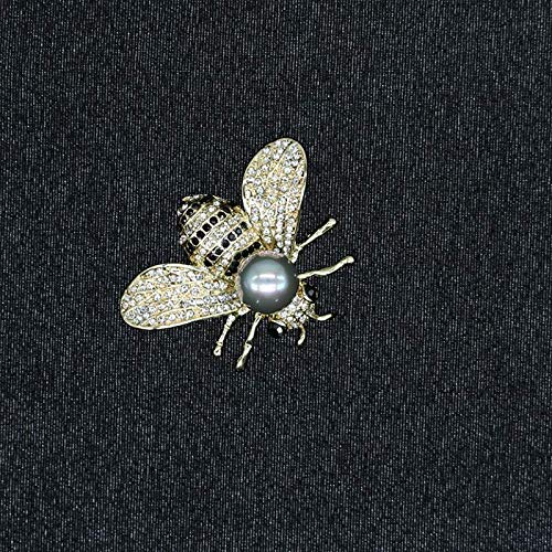 HSQYJ Broches de Abeja de Miel Broche de Abeja con temática de Insecto de Cristal Moda Animal Concha Broche de Perlas Pin Dorado (Perla Gris.)