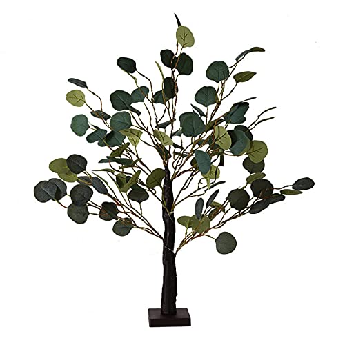 HXRZZG Luz de árbol de eucalipto, bonsái, funciona con pilas, luces de hoja verde, lámpara de árbol artificial, para decoración del hogar