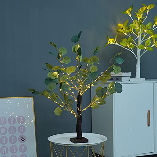 HXRZZG Luz de árbol de eucalipto, bonsái, funciona con pilas, luces de hoja verde, lámpara de árbol artificial, para decoración del hogar