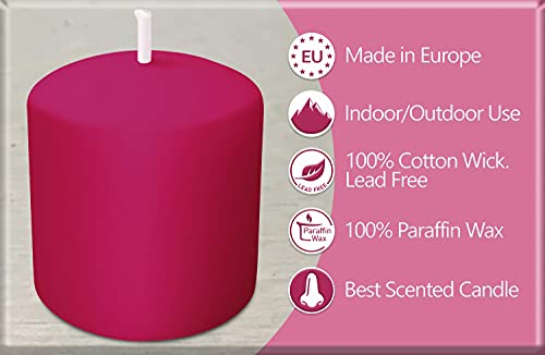 Hyoola Velas Votivas con Perfume - Velas Perfumadas con Aroma a Cereza silvestre - Rosa Oscuro - 12 Horas de Combustión - Pack de 9 Velas Aromáticas - Hechas en Europa