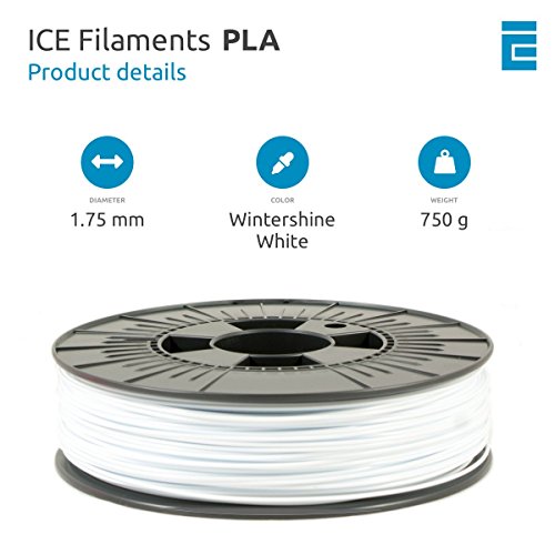 ICE Filaments ICEFIL1PLA119 filamento PLA,1.75mm, 0.75 kg, Blanco "Wintershine White"