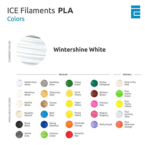 ICE Filaments ICEFIL1PLA119 filamento PLA,1.75mm, 0.75 kg, Blanco "Wintershine White"