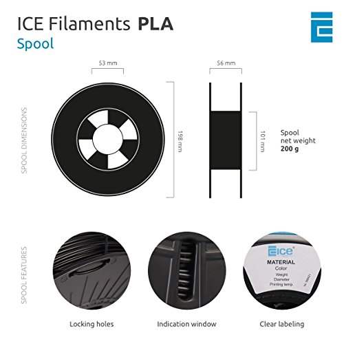 ICE Filaments ICEFIL1PLA119 filamento PLA,1.75mm, 0.75 kg, Blanco "Wintershine White"