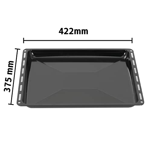 ICQN Bandeja de horno 422 x 370 x 30 mm, bandeja de goteo esmaltada para horno y estufa, adecuada para ELECTROLUX, AEG, IKEA, ZANUSSI, JUNO, ZOPPAS resistente a los arañazos y al óxido, 42,2x37x3 cm