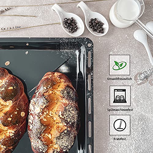 ICQN Juego de bandeja horno | Bandeja de goteo esmaltada para horno y estufa, adecuada para ELECTROLUX, AEG, IKEA, ZANUSSI, JUNO, ZOPPAS, resistente a los arañazos y al óxido, 42,2x37x3 cm