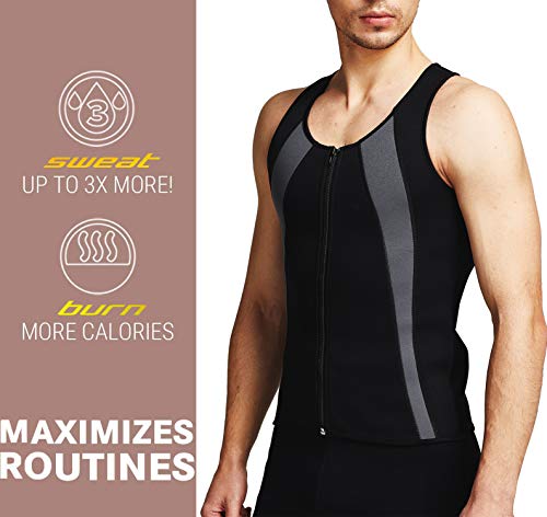 IFLOVE Body Shaper para Hombre, Sudor Caliente, Camiseta sin Mangas, Chaleco de Sauna Adelgazante, Camisa térmica con Cremallera (M)