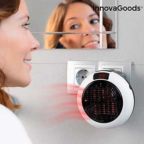 InnovaGoods IG814045 Calefactor Cerámico de Enchufe con Mando a Distancia 600W, 600 W, Plástico, Blanco